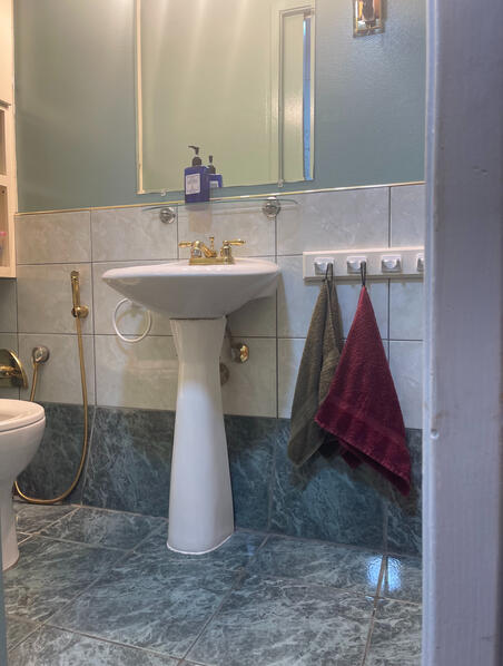 Clean bathroom and handwashing area
