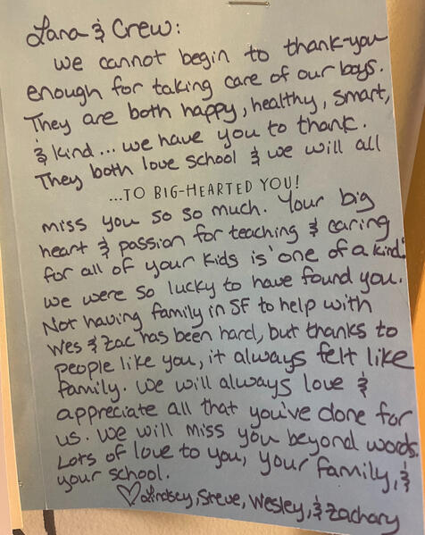 Parent testimonial about a second-home experience
