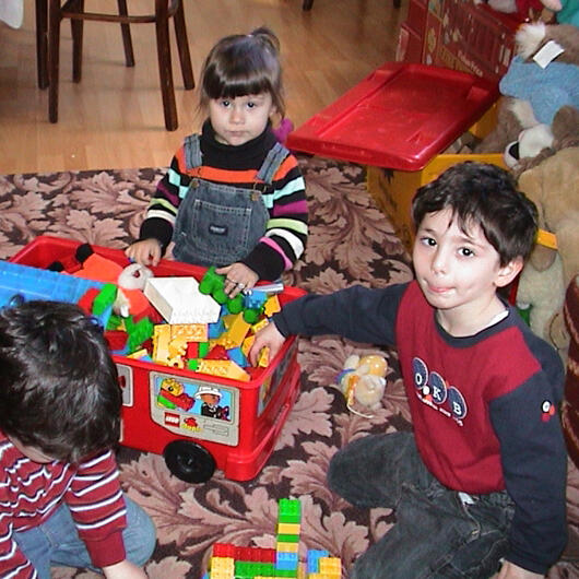 Children building with blocks during playtime