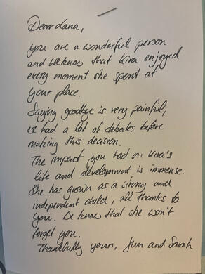 Untitled Parent testimonial about a child’s growth and independence