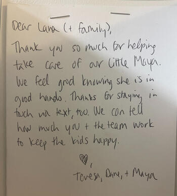 Untitled Parent testimonial about trusted care and happy children